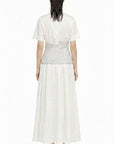 WHITE DRESS WITH BLUE STRIPED CORSET