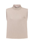 BEIGE STRIPED LALE BLOUSE WITH DRAPED NECKLINE
