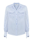 SATIN BLUE POLKA DOT FREZYA SHIRT