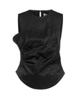 BLACK ZAMBAK BLOUSE WITH PLEATED WAIST