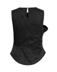 BLACK ZAMBAK BLOUSE WITH PLEATED WAIST