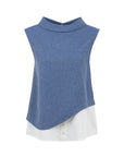 MANOLYA DOUBLE-LAYER BLUE BLOUSE