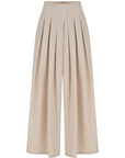 BELTLESS GINGHAM WIDE LEG PANTS