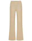 BEIGE FLARED PANTS WITH TOPSTICHING