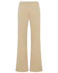 BEIGE FLARED PANTS WITH TOPSTICHING