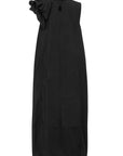 BLACK TAFFETA DRESS WITH FLOUNCE ACCESSORY