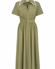 KHAKI POPLIN SHIRT DRESS