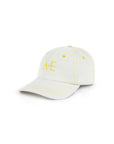 WHITE DENIM CAP WITH NAVY STRIPED BANDANA