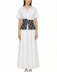 WHITE DRESS WITH DENIM CORSET