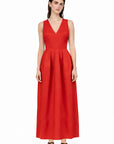 SLEEVELESS RED BALLOON DRESS