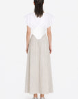 BLUE STRIPED LONG SKIRT WITH FISH PATTERNS