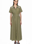 KHAKI POPLIN SHIRT DRESS