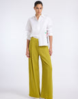 CLASSIC OLIVE PLEATED PANTS