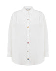 OLIMPOS WHITE SHIRT WITH EMBROIDERED BUTTONS