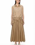 CAMEL SKIRT WITH PLEATS