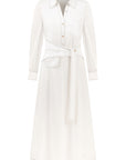 BELT DETAILED LONG SLEEVE WHITE DRESS
