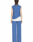 MANOLYA DOUBLE-LAYER BLUE BLOUSE