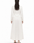 BELT DETAILED LONG SLEEVE WHITE DRESS