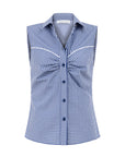 GINGHAM LIPARI BLOUSE WITH TOPSTICHING DETAIL