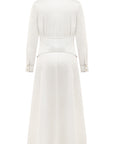 BELT DETAILED LONG SLEEVE WHITE DRESS