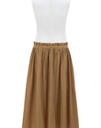 WHITE TOP CAMEL SKIRT DRESS
