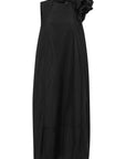 BLACK TAFFETA DRESS WITH FLOUNCE ACCESSORY