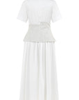 WHITE DRESS WITH BLUE STRIPED CORSET