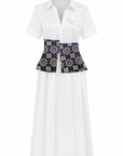 WHITE DRESS WITH DENIM CORSET