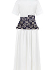 WHITE DRESS WITH DENIM CORSET