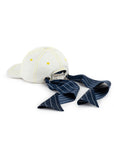WHITE DENIM CAP WITH NAVY STRIPED BANDANA