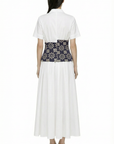 WHITE DRESS WITH DENIM CORSET
