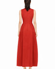 SLEEVELESS RED BALLOON DRESS