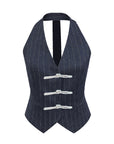 DENIM VEST WITH EMBROIDERED BUTTONS