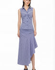 GINGHAM LIPARI BLOUSE WITH TOPSTICHING DETAIL