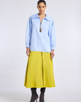 BLUE PETUNYA SHIRT WITH BEADED ZIP DETAIL