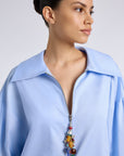 BLACK PETUNYA SHIRT WITH BEADED ZIP DETAIL