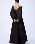 DRAPED SHAWL SHANTUNG DRESS