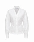 POSITANO WHITE SHIRT WITH GEOMETRICAL SILHOUETTE