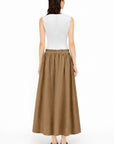 WHITE TOP CAMEL SKIRT DRESS