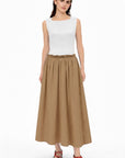 WHITE TOP CAMEL SKIRT DRESS