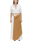 CAMEL TRENCH SKIRT DETAILED DRESS